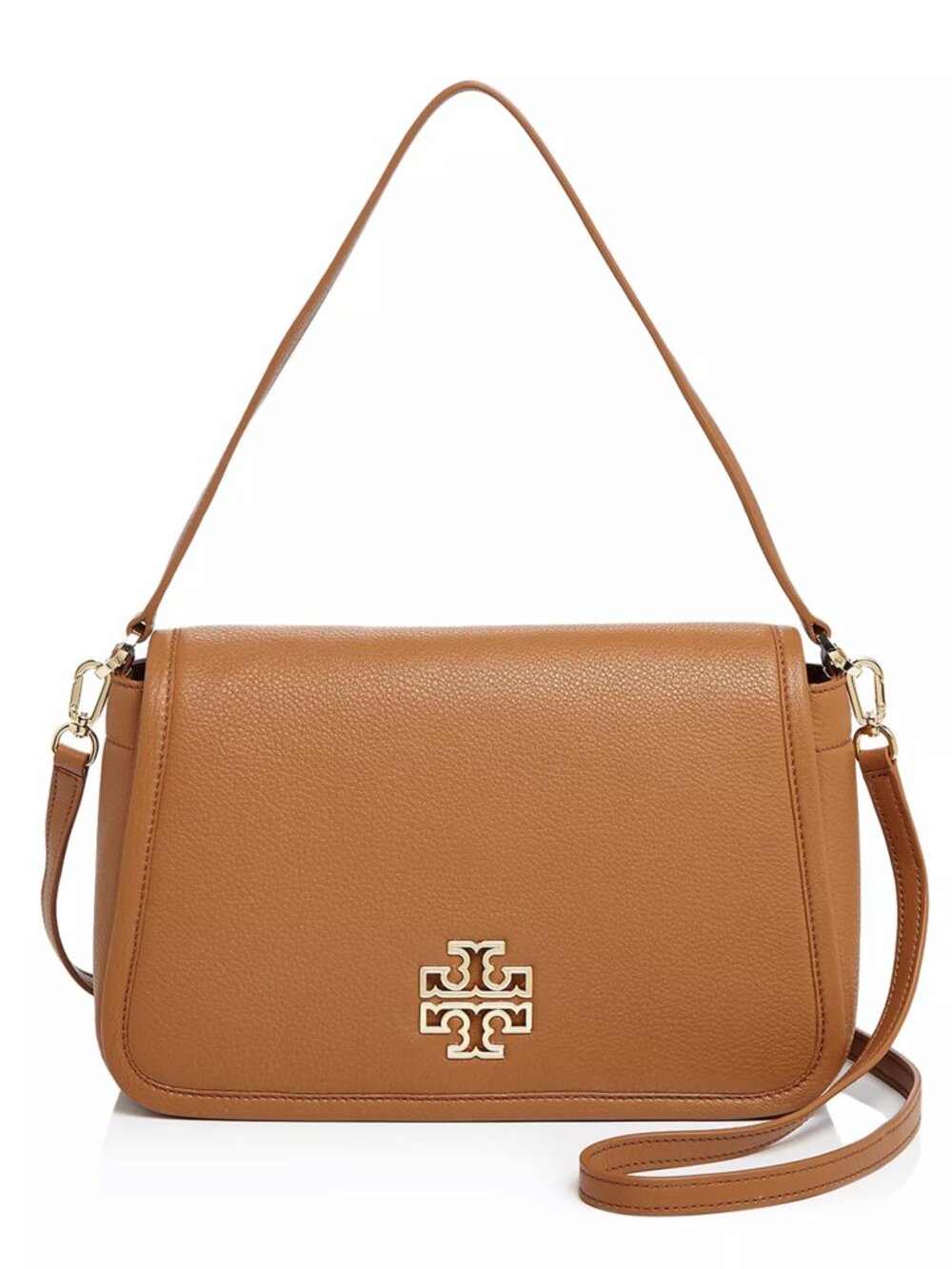 Tory Burch Britten Bark Womens Crossbody Bag Leather Handbag Brown Purse NEW